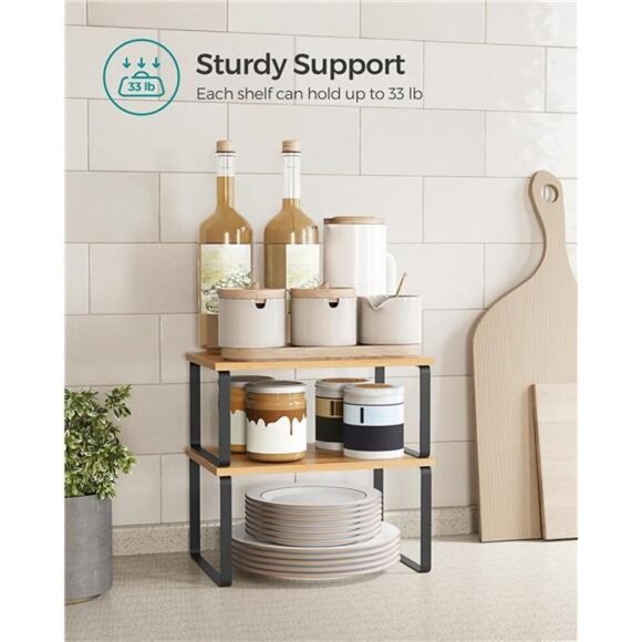 Stackable Kitchen Cabinet Organizer Shelf Spice Rack Storage for Counter Pantry - Picture 5 of 7